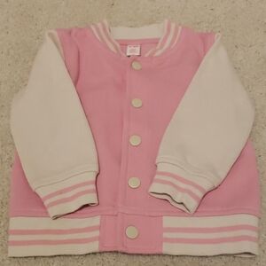 Pink and White Baby Varsity Jacket Sweater
